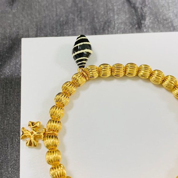 Tory Burch Bracelet Roxanne Multicolot Bead Tassel bracelet Rolled Gold - Picture 7 of 14